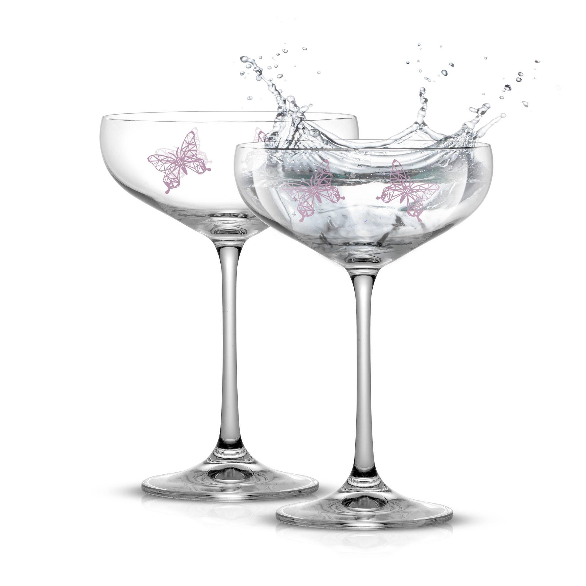 JoyJolt® 14oz. Meadow Butterfly Crystal Martini Glass Set, 2ct.
